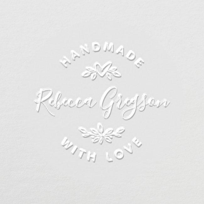Handmade With Love | Rustic Heart & Leaves Wreath Embosser