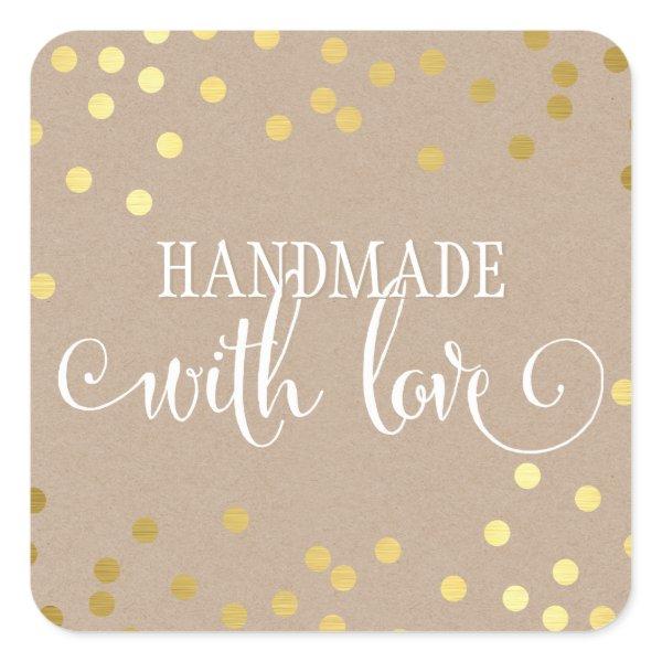 HANDMADE WITH LOVE SEAL modern gold confetti kraft