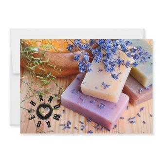 Handmade With Love Sign Soap Maker Lavender Trendy Thank You Card