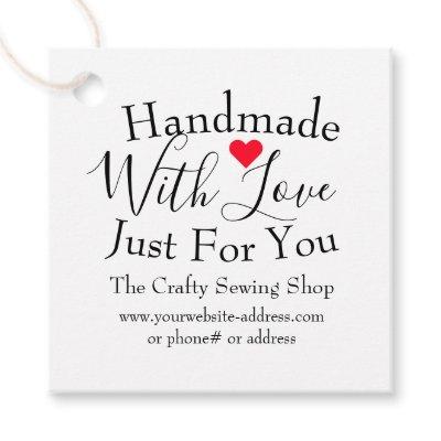 Handmade With Love Small Craft Business Supplies Favor Tags