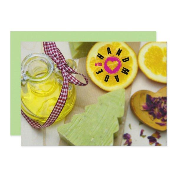 Handmade With Love Soap Maker Christmas Tree Lemon Thank You Card