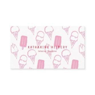 Handpainted Ice Cream Pattern Pink