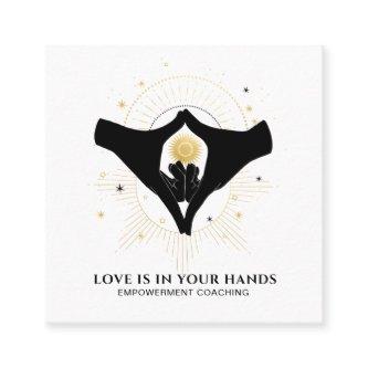 *~* Hands Heart Black Gold Sun Cosmic Energy Square