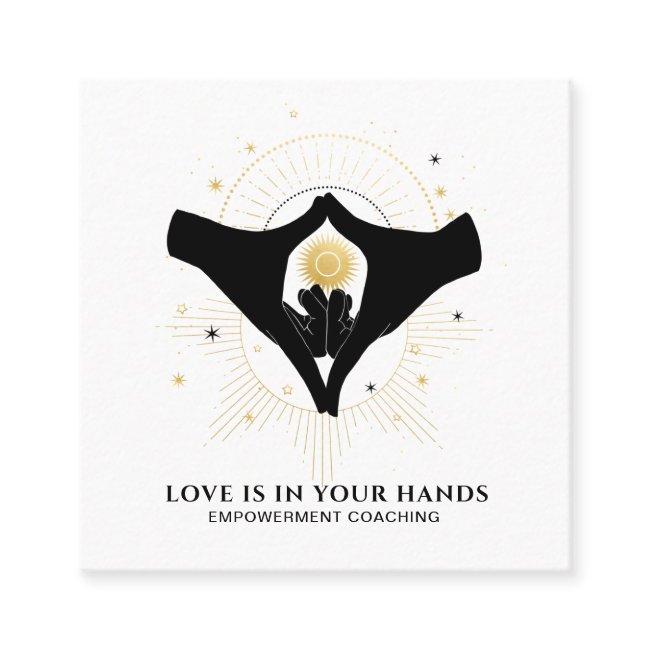 *~* Hands Heart Black Gold Sun Cosmic Energy Square