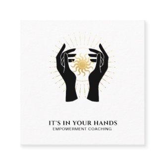 *~* Hands Sun Rays Black Gold Cosmic Energy Square
