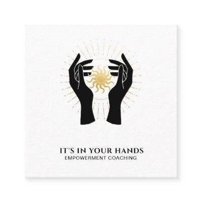 *~* Hands Sun Rays Black Gold Cosmic Energy Square