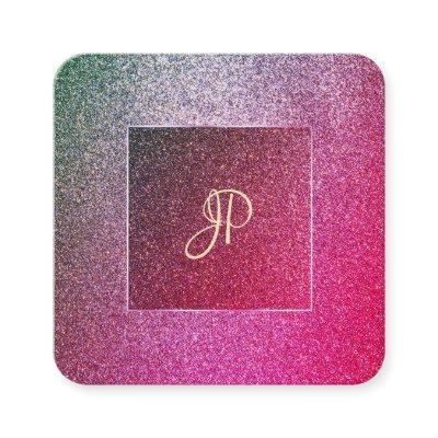 Handwriting Script Modern Elite Glitter Template Square
