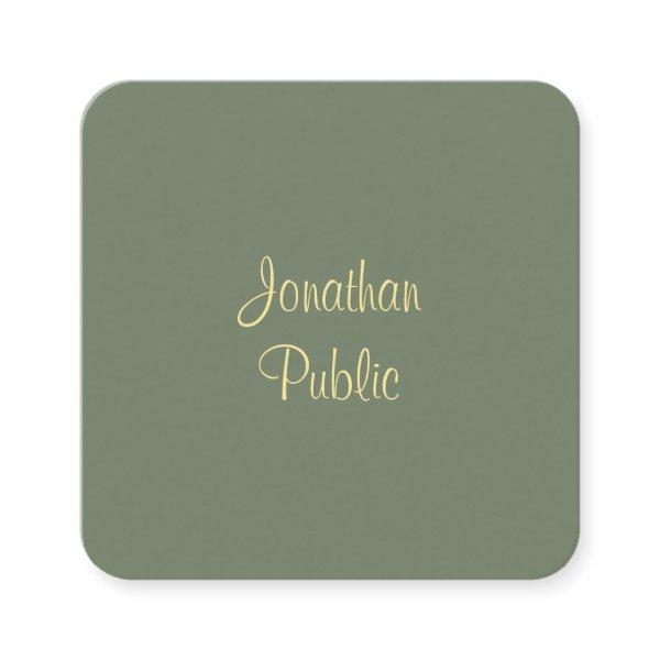 Handwriting Script Name Elegant Template Modern Square