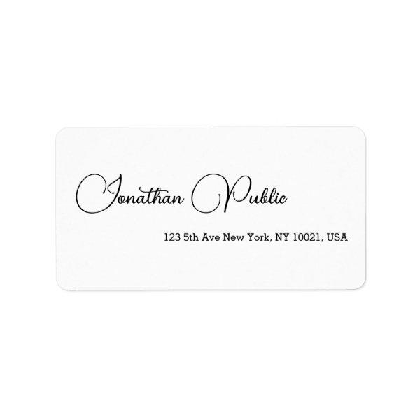Handwriting Script Template Elegant Address Label