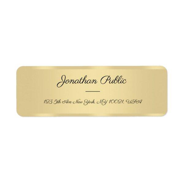 Handwriting Script Text Faux Gold Template Elegant Label