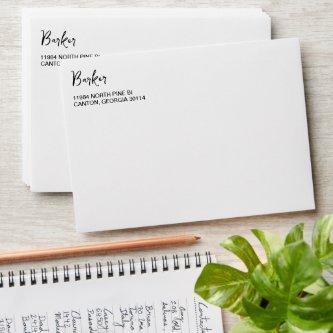 Handwritten Script Left Aligned White  Envelope