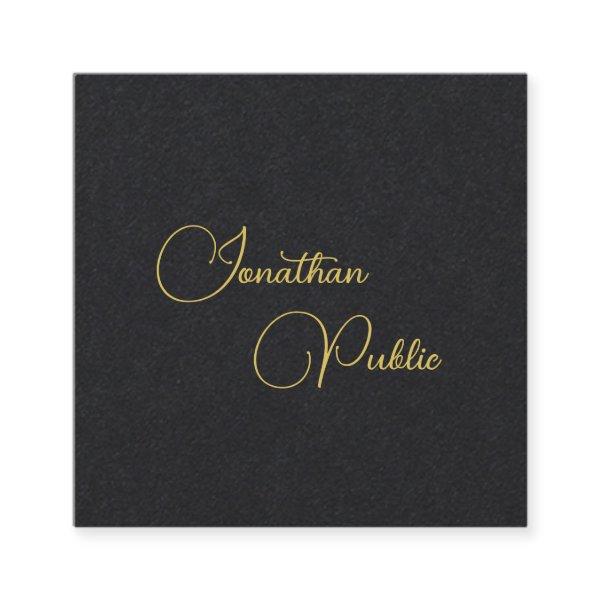 Handwritten Script Name Template Premium Black Square