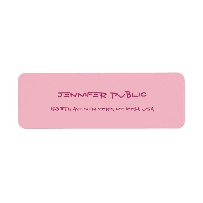 Handwritten Script Text Elegant Pink Plain Modern Label