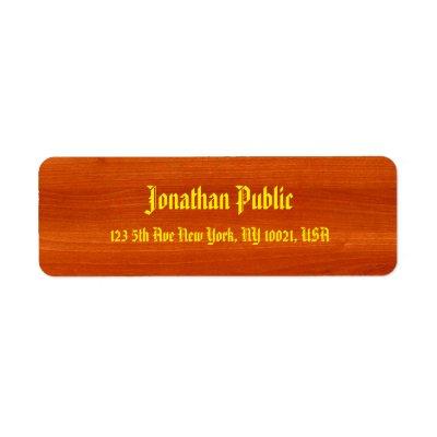Handwritten Template Walnut Wood Gold Name Script Label