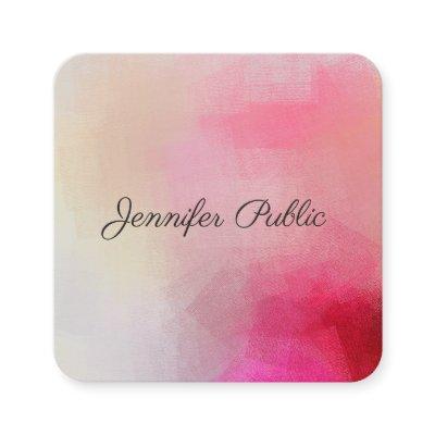 Handwritten Text Elegant Pink Modern Template Square