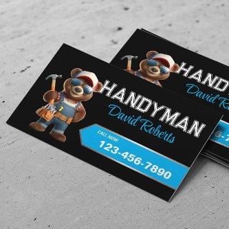 Handyman Bear Carpenter House Repair Plain Black