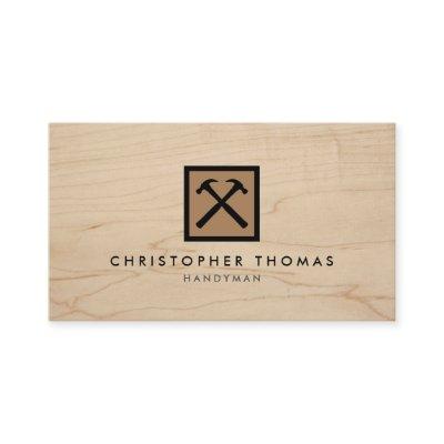 Handyman, Carpenter, Builder Brown Logo on Wood