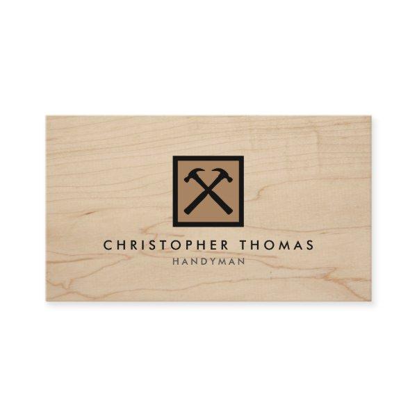 Handyman, Carpenter, Builder Brown Logo on Wood