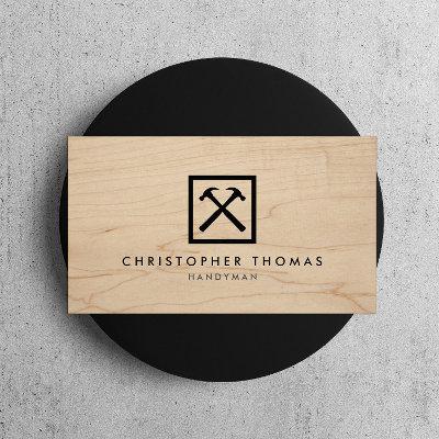 Handyman, Carpenter, Builder Logo on Wood