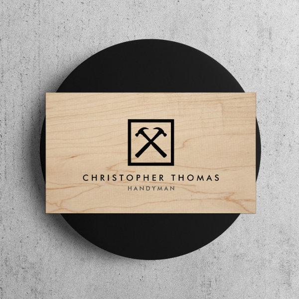 Handyman, Carpenter, Builder Logo on Wood