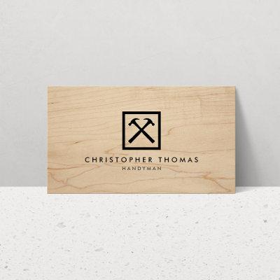 Handyman, Carpenter, Builder Logo on Wood