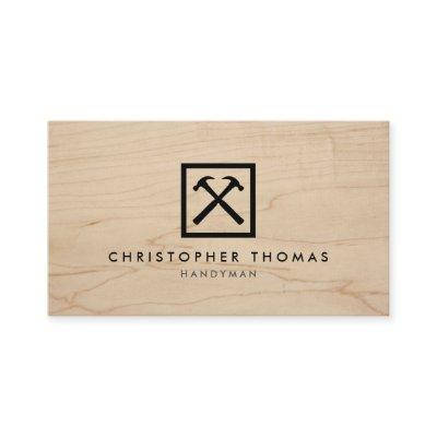 Handyman, Carpenter, Builder Logo on Wood II