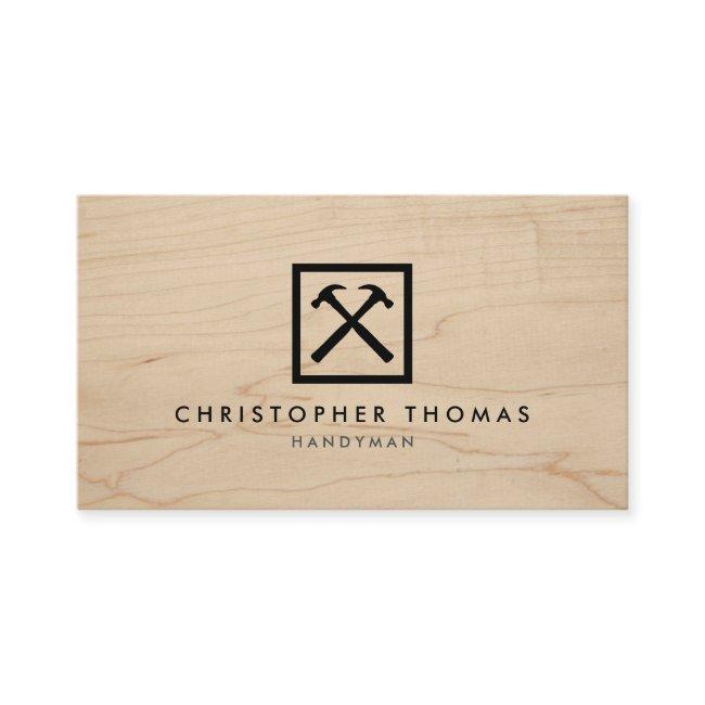 Handyman, Carpenter, Builder Logo on Wood II