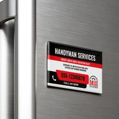 HANDYMAN FIX IT GUY URGENT REPAIR  BLACK RED  MAGNET