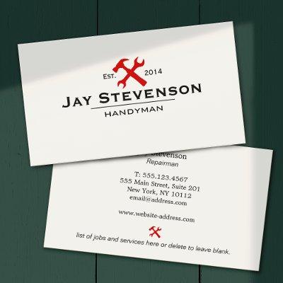 Handyman Home Repair Red Hammer and Wrench Logo
