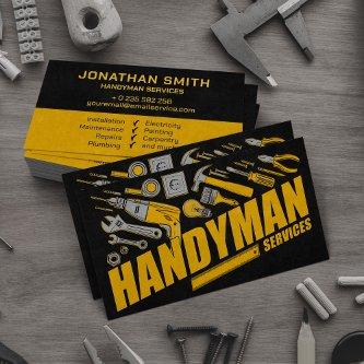 Handyman services yellow tools grunge