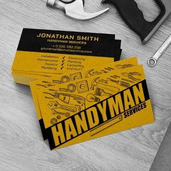 Handyman services yellow tools grunge