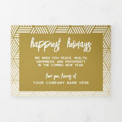Hanging Calendar, Logo, Modern Gold Business Tri-Fold Holiday Card