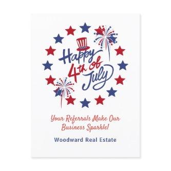 Happy 4th of July Referral Real Estate Marketing  Holiday Postcard