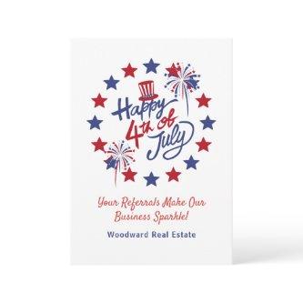 Happy 4th of July Referrals Make Business Sparkle  Thank You Card