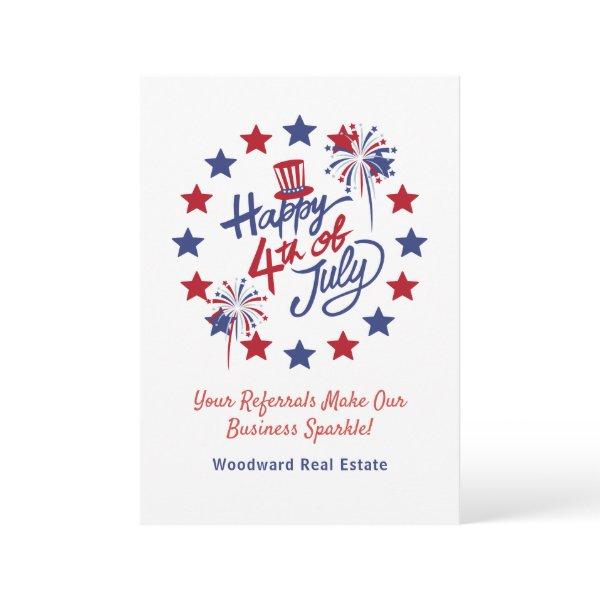 Happy 4th of July Referrals Make Business Sparkle  Thank You Card