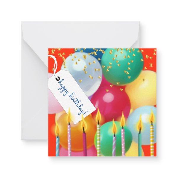 Happy Birthday Balloons and Candles high def. Note Card