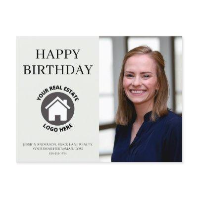 Happy Birthday Contact Info Photo Real Estate    Postcard