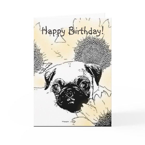Happy Birthday Pug greeting card