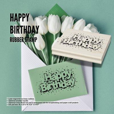 Happy Birthday Rubber Stamp