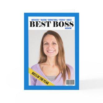 Happy Boss's Day Best Boss Magazine Custom Photo Holiday Card