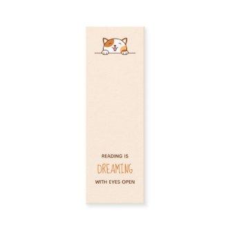 Happy Calico Cat Peeking above Bookmark Quote Mini
