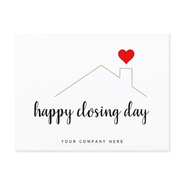 Happy Closing Day Real Estate Heart Postcard
