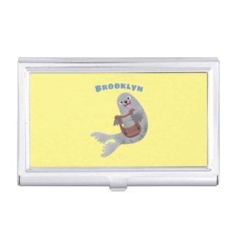 Happy cute harp seal cartoon illustration  case