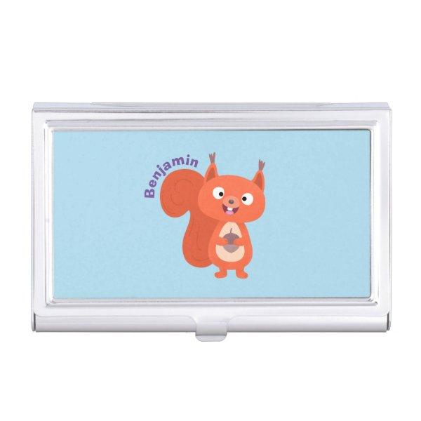 Happy cute red squirrel cartoon illustration  case