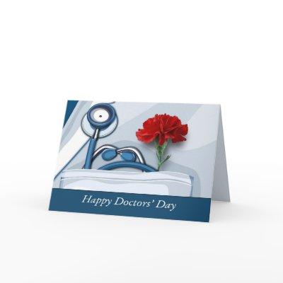 Happy Doctors' Day. Red Carnation Custom Card