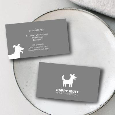 Happy Dog Logo Pet Sitting Service Care Grey