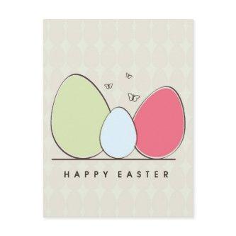 Happy Easter Design with Colorful Eggs Holiday Postcard