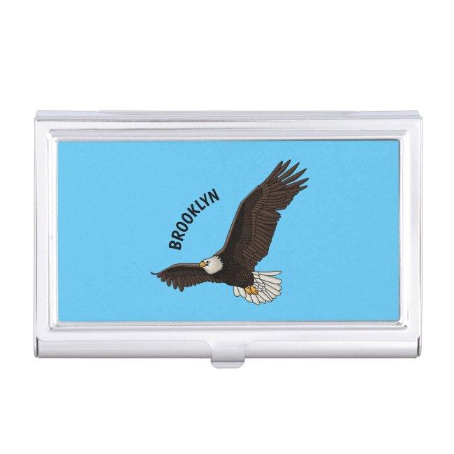 Happy flying bald eagle cartoon illustration case