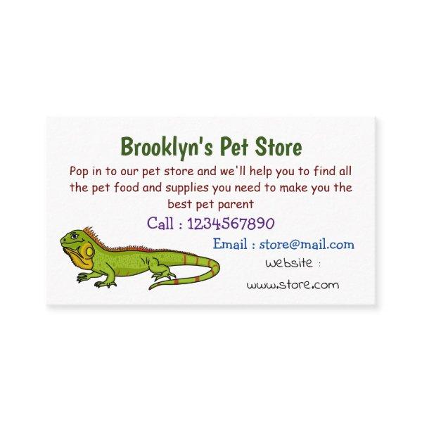 Happy green iguana cartoon illustration