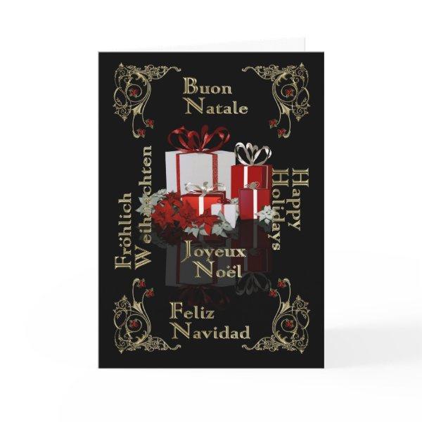 Happy Holiday Multi language business Christmas ca